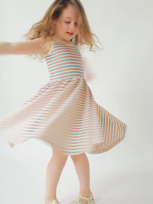 Sleeveless Twirl Dress in Firecracker