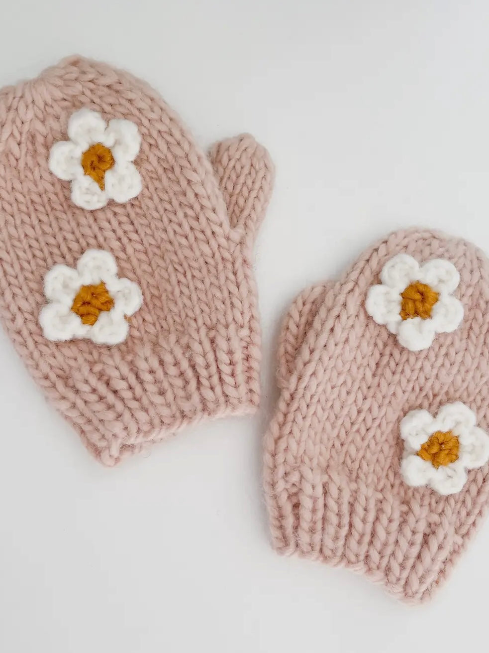 Flower Mittens in Blush