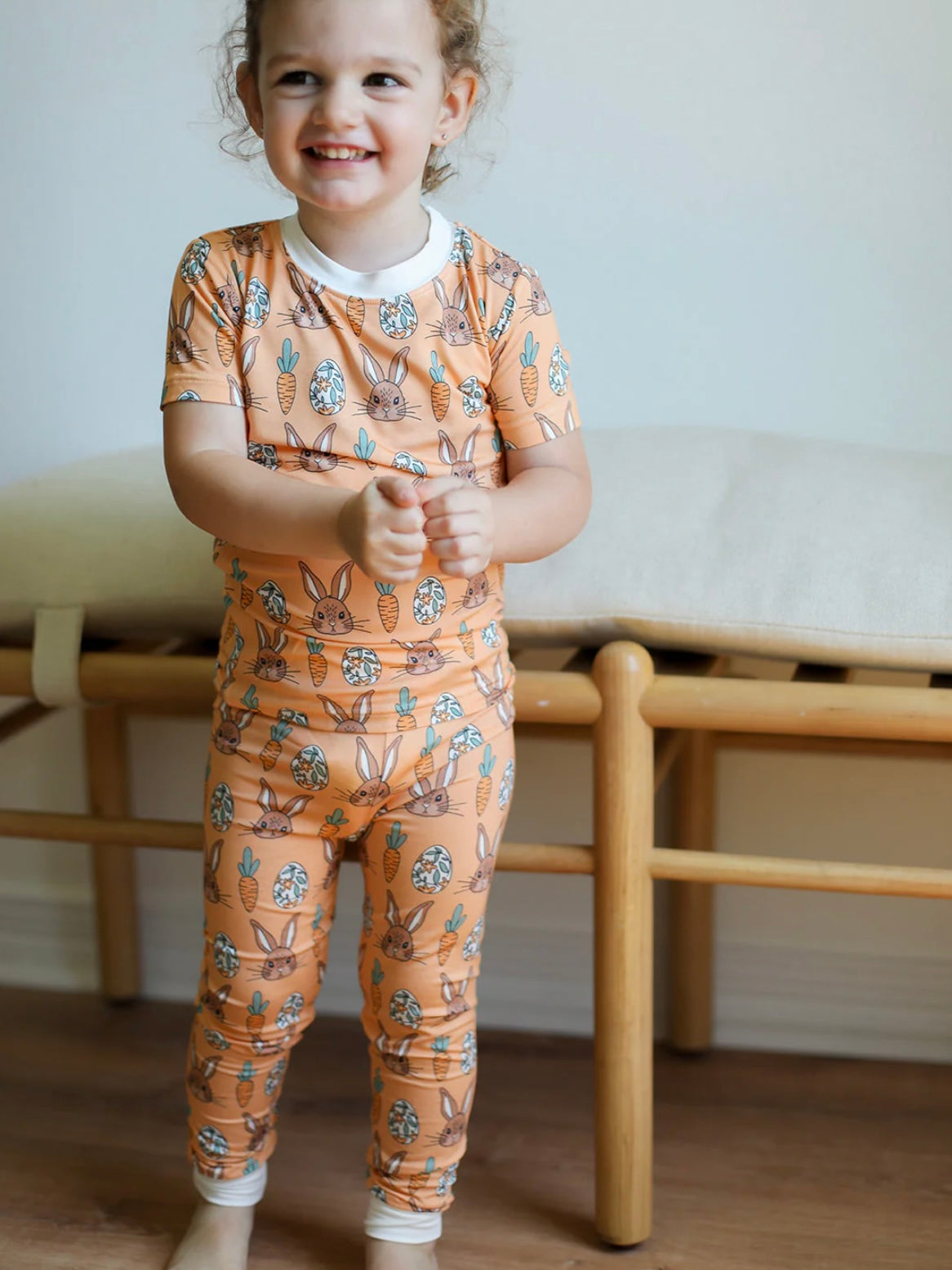 Orange Bunny 2 Piece Bamboo Pajama Set