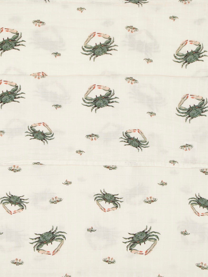 Coastal Crab Bamboo Muslin Swaddle Blanket