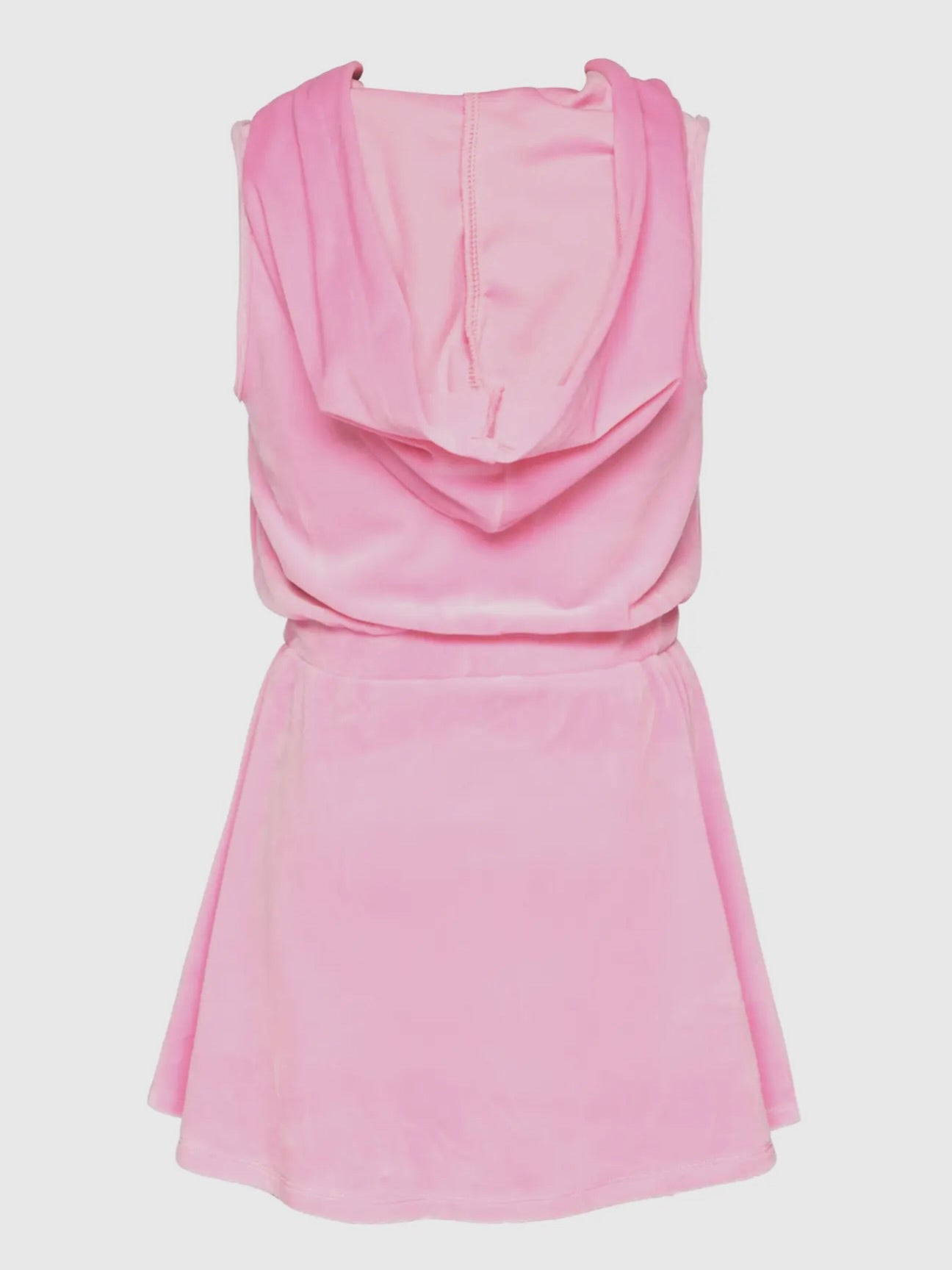 Sleeveless Hooded Velour Dress with Half Zip