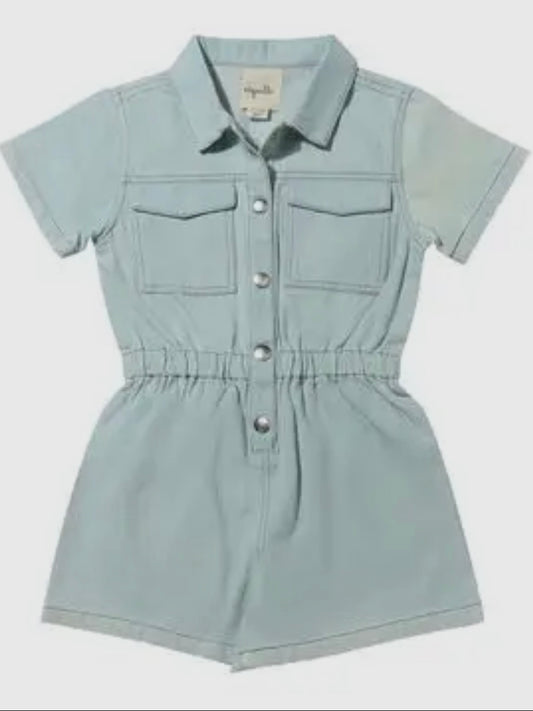 Addison Romper in Light Denim