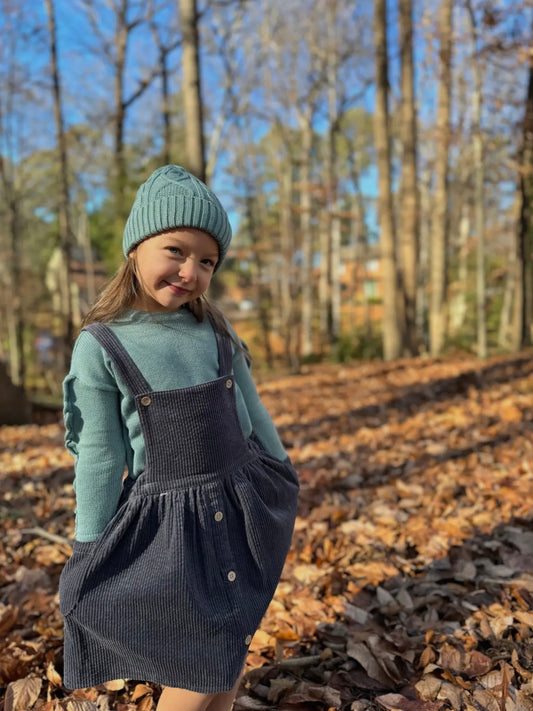 Autumn Pinafore in Charcoal Blue