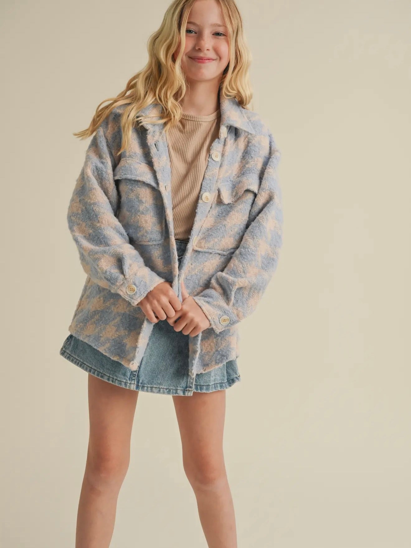 Tween Kids Girls Double Pocket Shacket