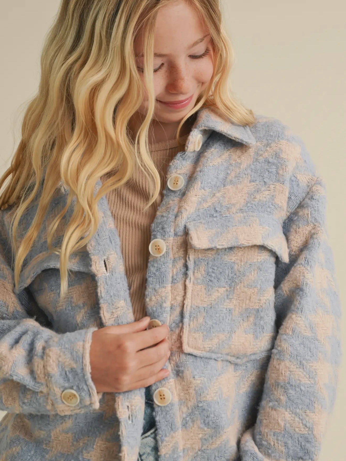 Tween Kids Girls Double Pocket Shacket