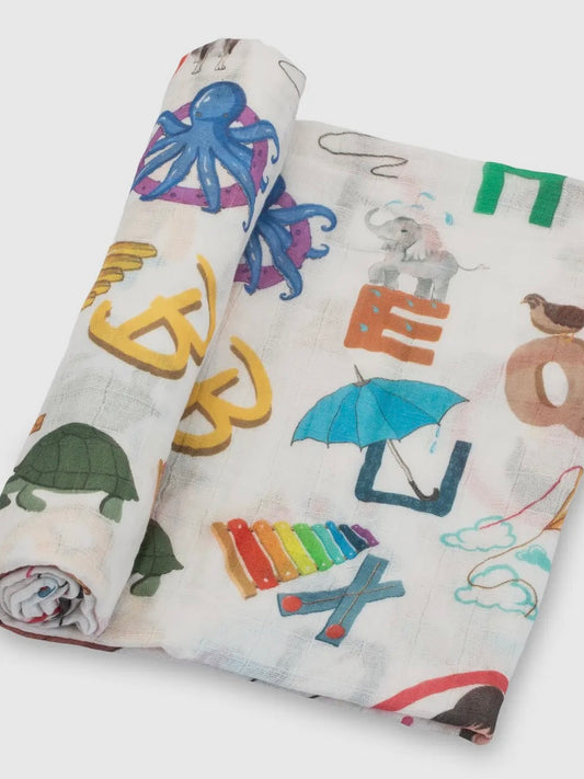 ABC. Easy As 123 Alphabet Baby Muslin Swaddle Blanket