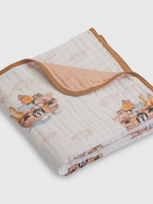 Noah's Ark Baby Toddler Muslin Blanket Quilt