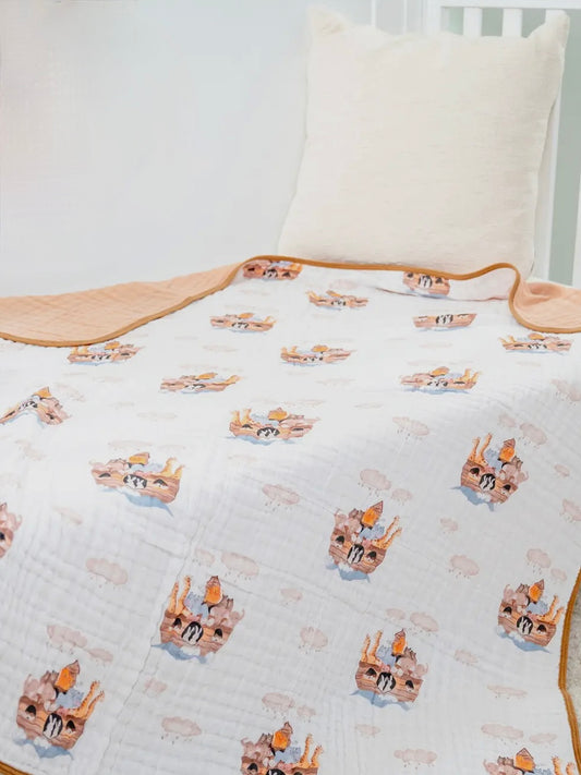 Noah's Ark Baby Toddler Muslin Blanket Quilt