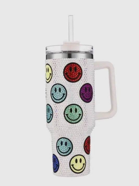 Rhinestone Colored Happy ☺ Themed Tumbler