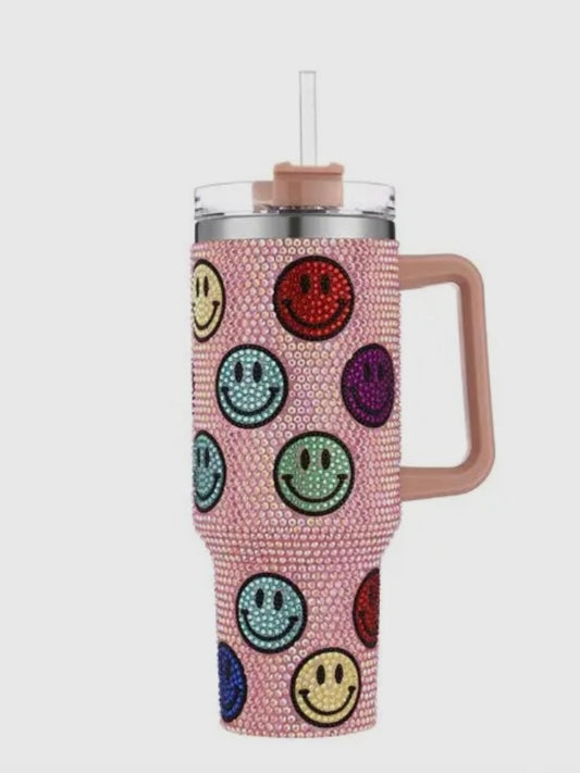Rhinestone Colored Happy ☺ Themed Tumbler