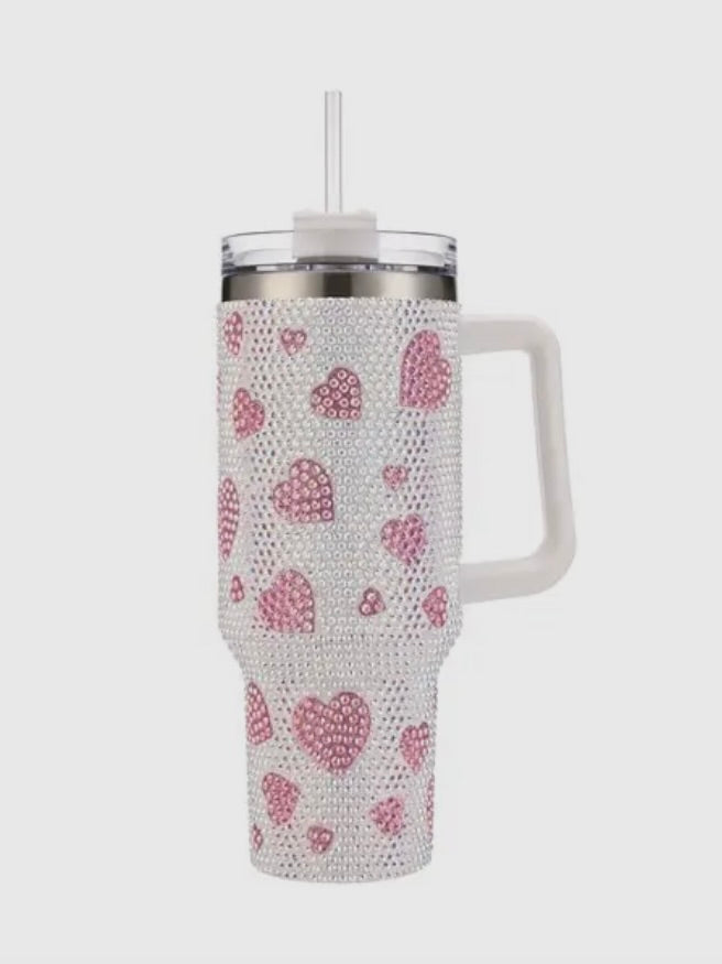 Rhinestone Heart Tumbler