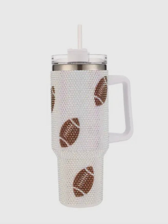 Rhinestone Foot Ball Themed Tumbler