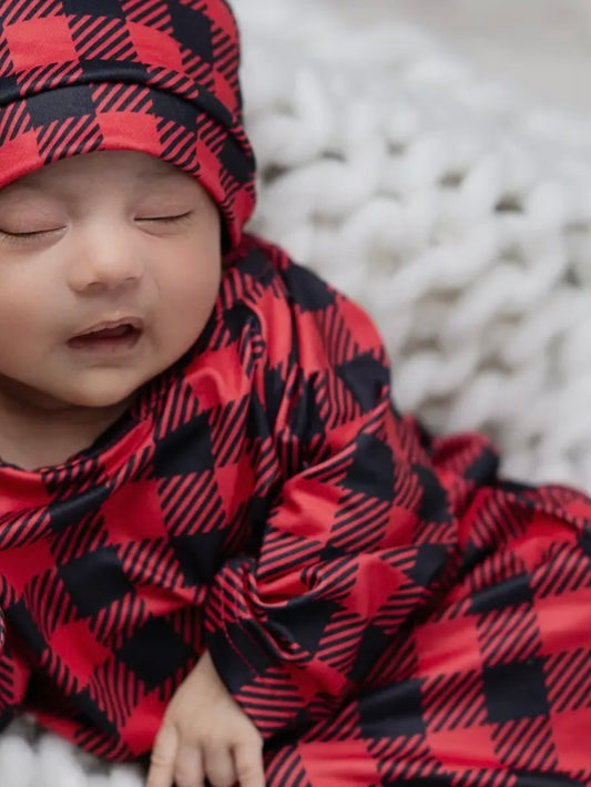 Buffalo Check Baby Gown and Hat