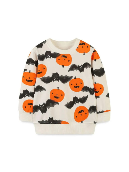 Bat Pumpkin Print Sweatshirt