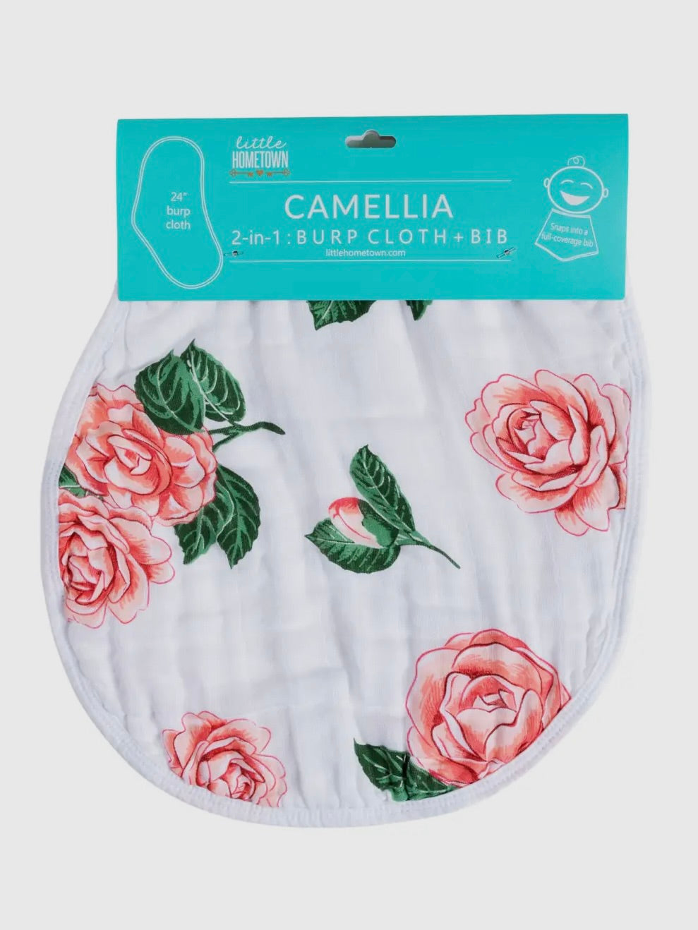 Camellia Baby 2-in-1 Burp Cloth and Bib (Floral)