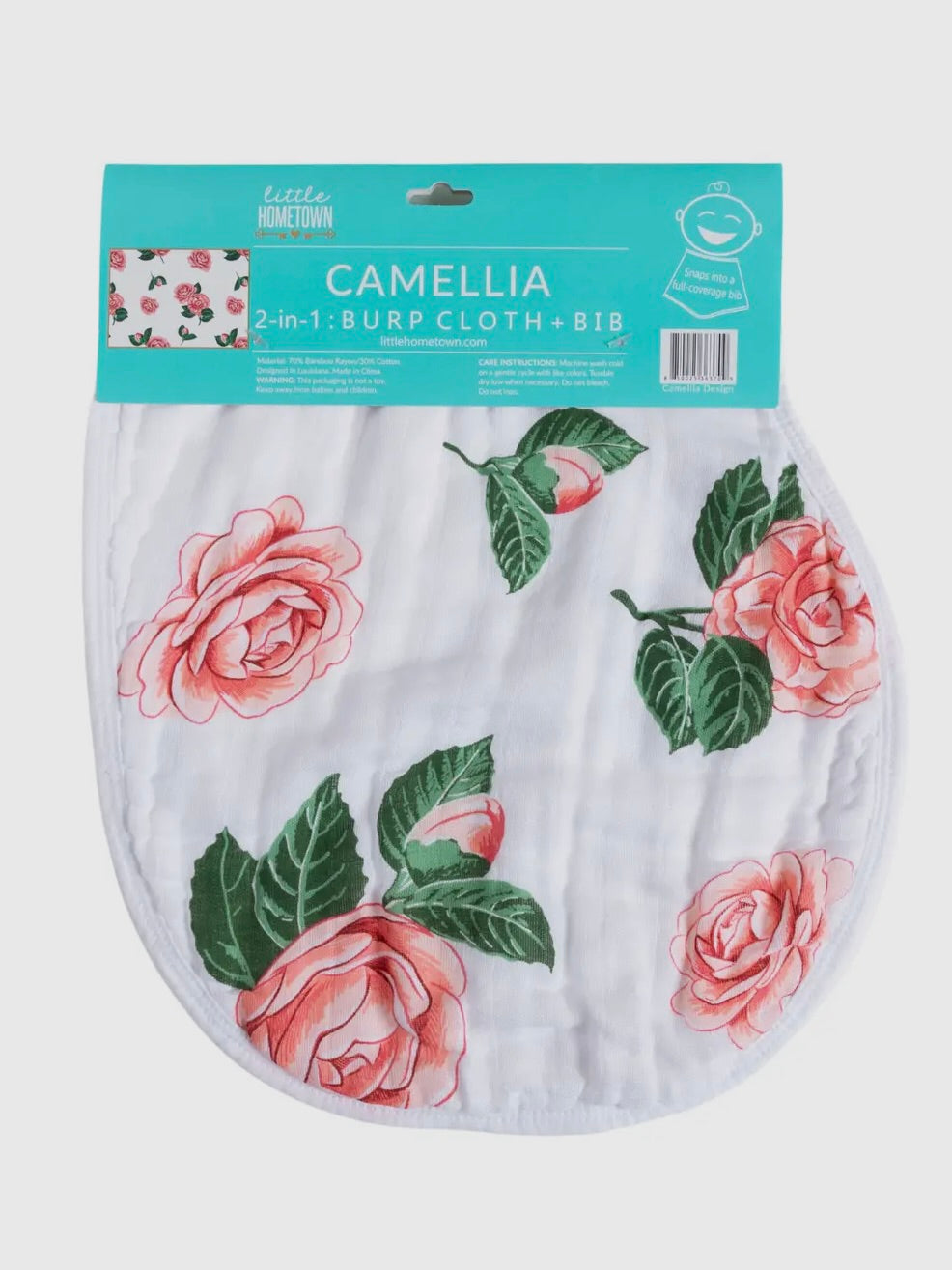 Camellia Baby 2-in-1 Burp Cloth and Bib (Floral)