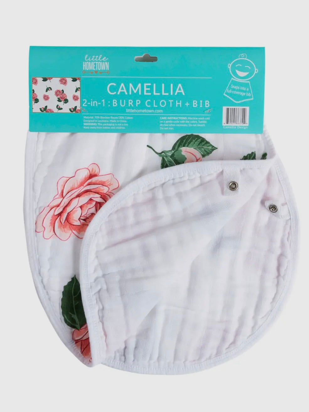 Camellia Baby 2-in-1 Burp Cloth and Bib (Floral)