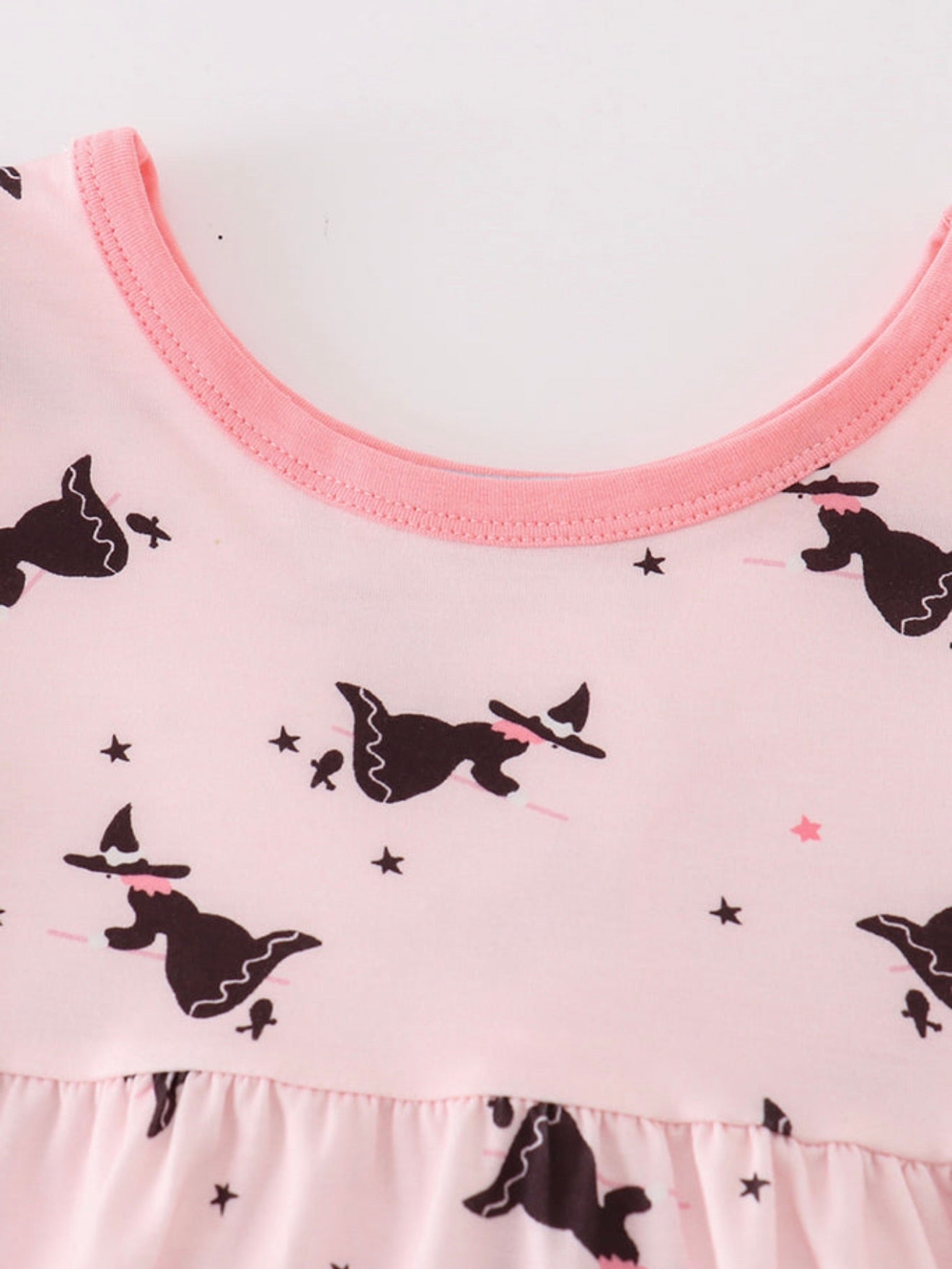 Pink Bat Print Tiered Dress