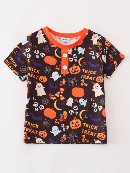 Orange Halloween Ruffle Top