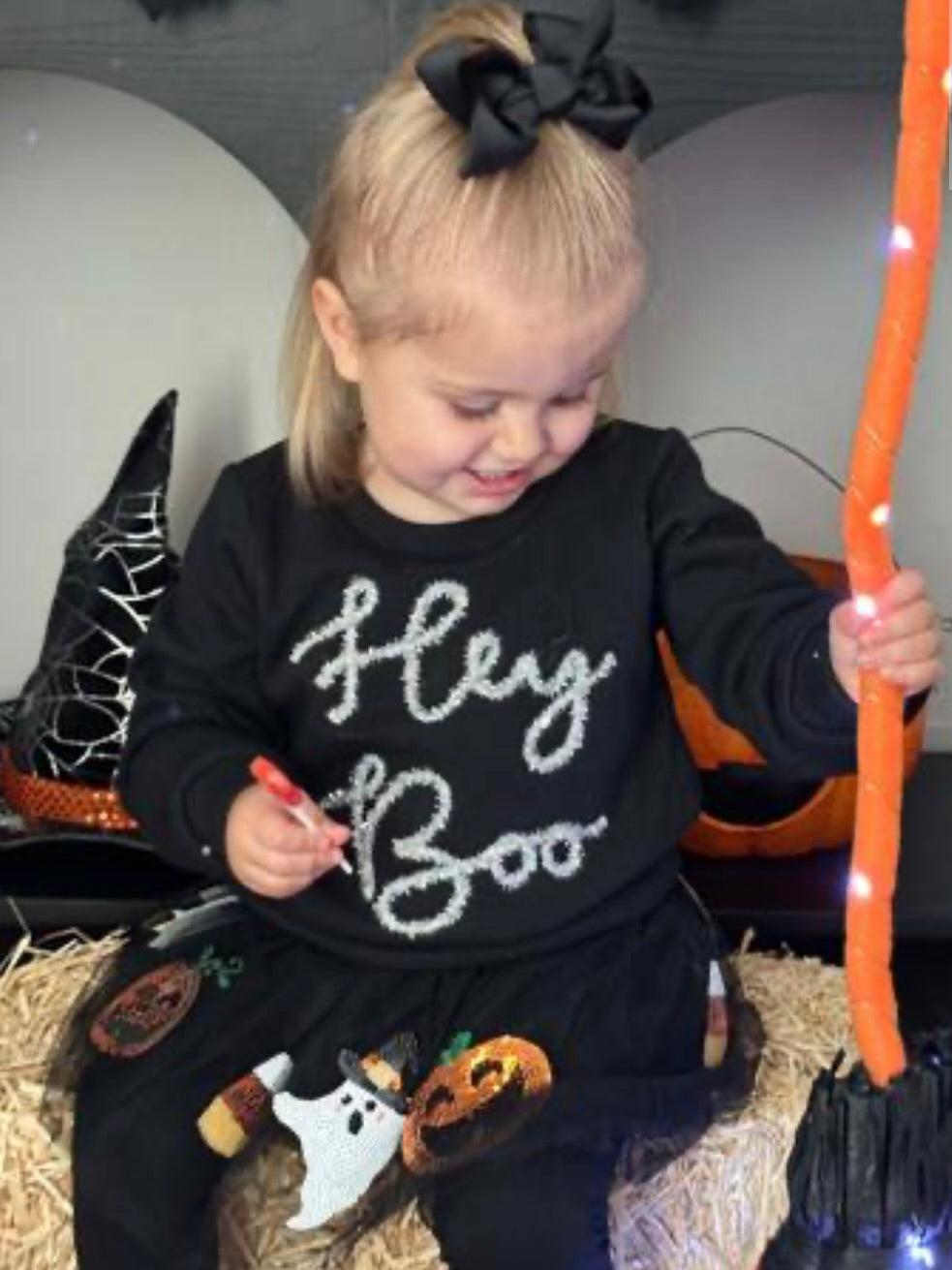 HEY BOO Halloween Tinsel Tee