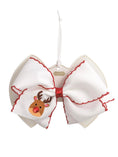 Load image into Gallery viewer, Reindeer Embroidered Christmas Bow
