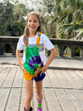 Load image into Gallery viewer, YOUTH TIE DYE SWIRL SHORT OVERALLS
