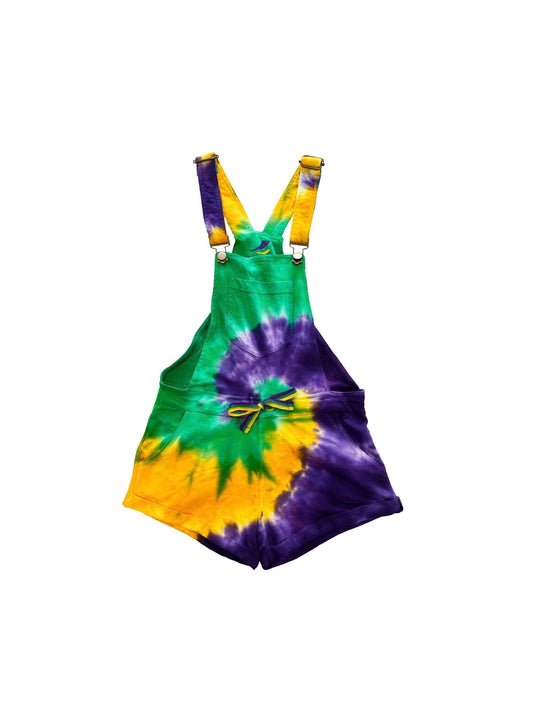 YOUTH TIE DYE SWIRL SHORT OVERALLS