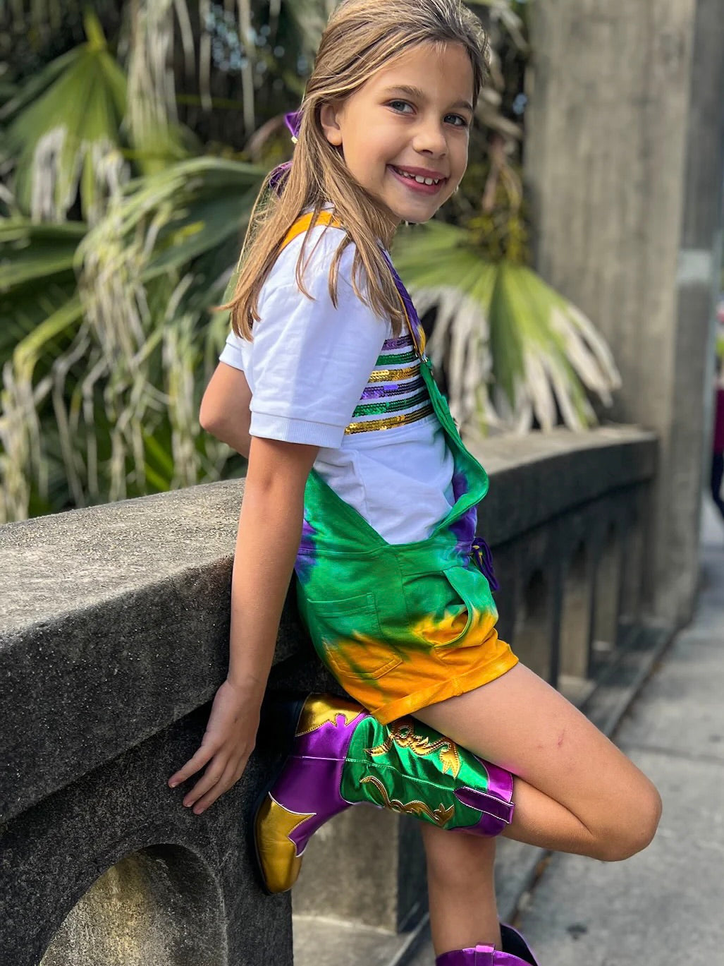 YOUTH TIE DYE SWIRL SHORT OVERALLS