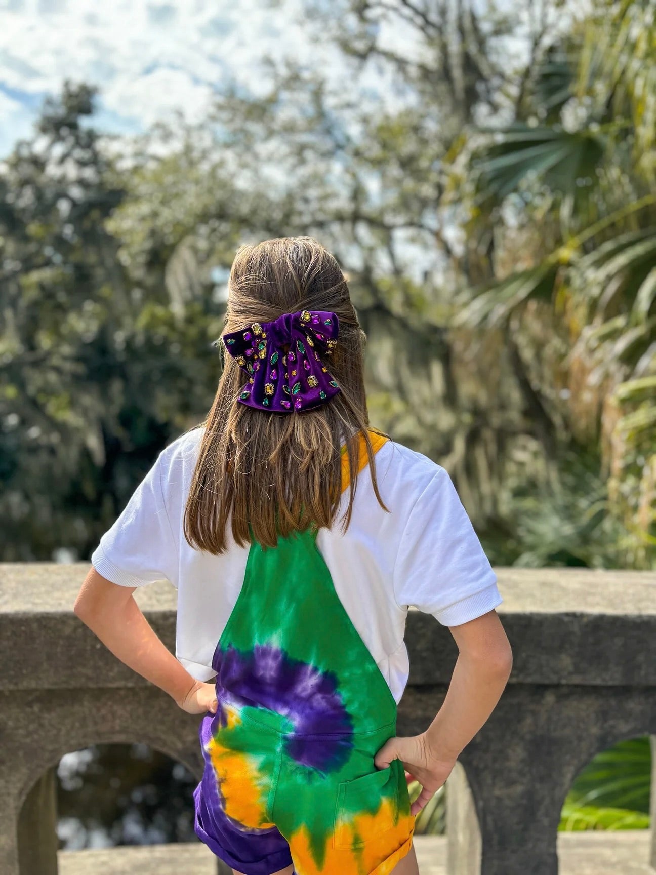 YOUTH TIE DYE SWIRL SHORT OVERALLS