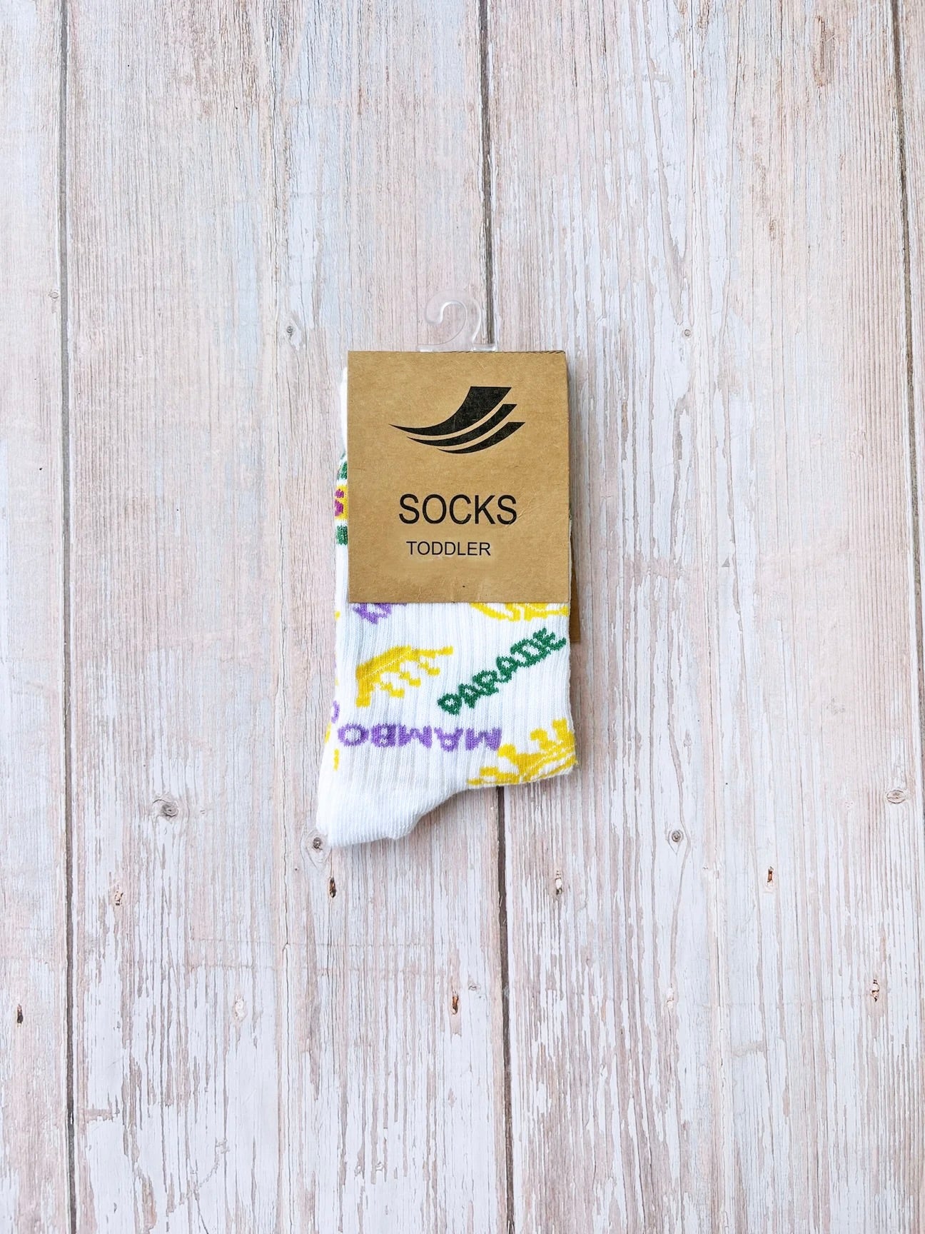 WHITE MARDI GRAS RIBBED SOCKS