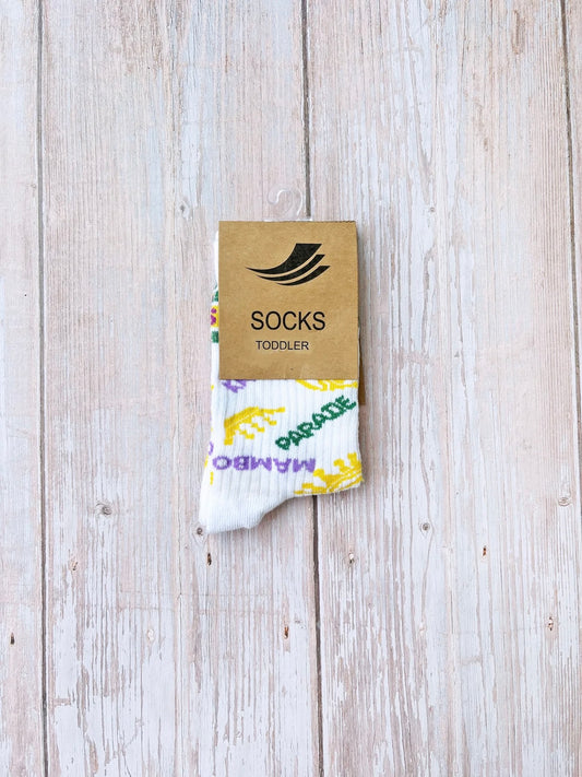 WHITE MARDI GRAS RIBBED SOCKS