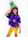 Load image into Gallery viewer, YOUTH SHORT SLEEVE CROWN AND MASKS LIGHTWEIGHT PULLOVER – PURPLE
