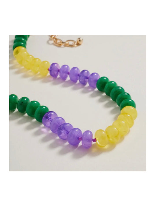 Mardi Gras Colored Ombre Beaded Necklace