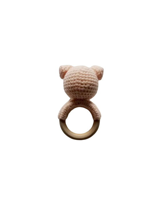 Pink Pig Crochet Knitted Rattle