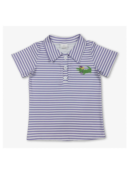 Lavender Stripe Alligator Polo